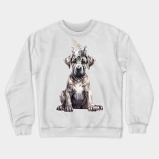 Watercolor Great Dane Dog Wearing a Crown Crewneck Sweatshirt